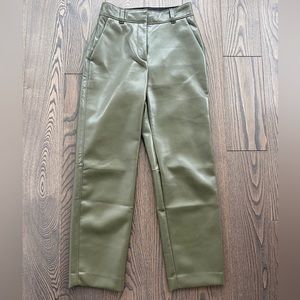Babaton Olive Vegan Leather Pants